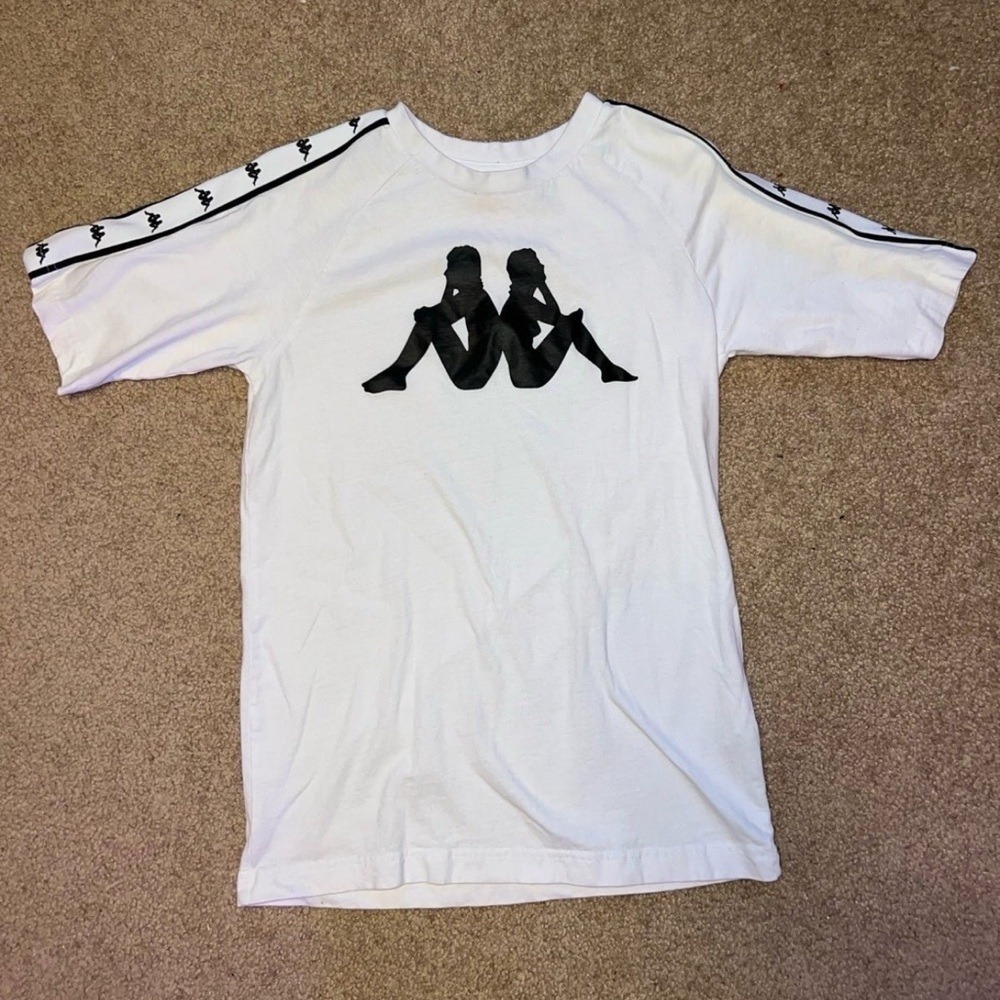 Kappa Womens White Omini Logo‎ Tape Raglan Short Sleeve T-Shirt XS